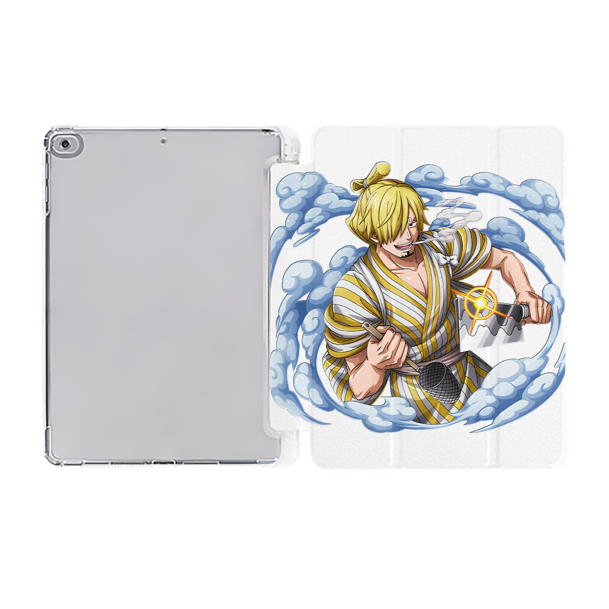 （画像用） ワンピース サンジ ONE PIECE Sanji IPad ケース ペン収納付き 三つ折りスタンド PUレザー×シリコン 対応機種9.5/10.5/10.9インチ